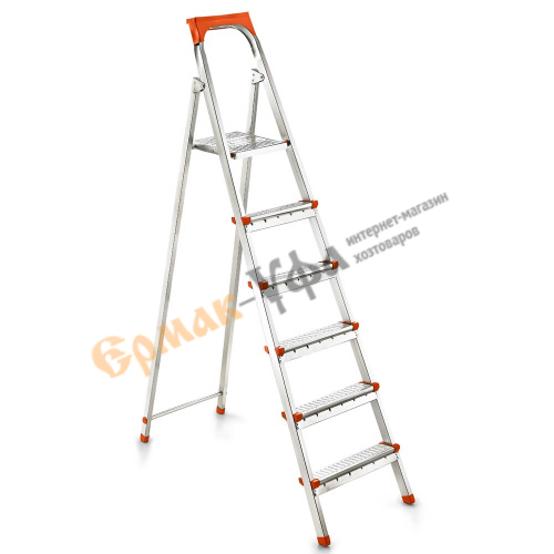 Стремянка стальн. 6 ступ. высота до платформы 120см, 215x53x12см, вес 6,42кг. UFUK Турция, 1/1