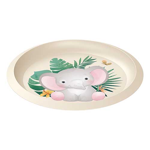 Тарелка детская 215 мм с декором Джунгли светло-бежевая