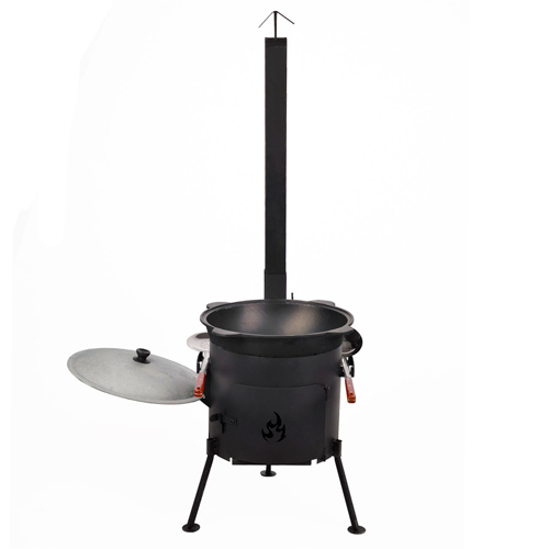 Учаг, печь-очаг, для казана 8-10л, с дверцей и дымоходом 340мм, сталь 2мм, РОССИЯ, 1/1