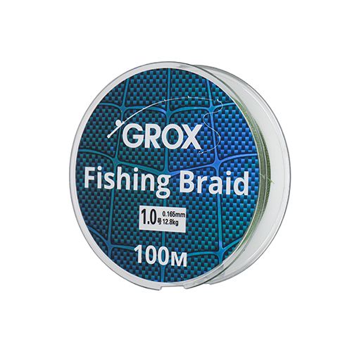 Плетенный шнур для рыбалки леска плетенка GROX 4X 0,16х100м 12,8кг, 1/500
