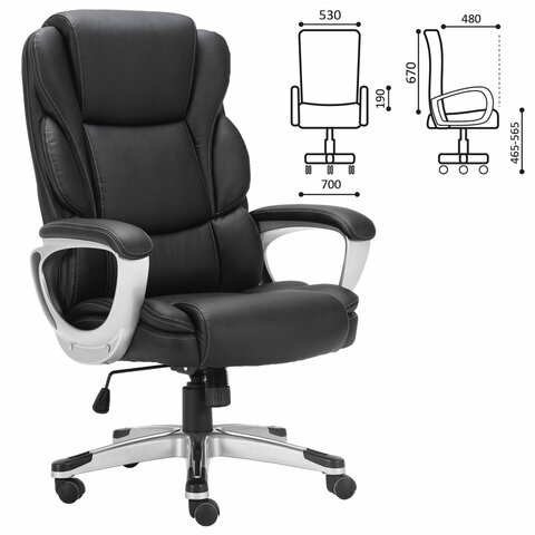 Кресло офисное BRABIX PREMIUM, Rest EX-555,  пружинный блок, экокожа, черное, 531938