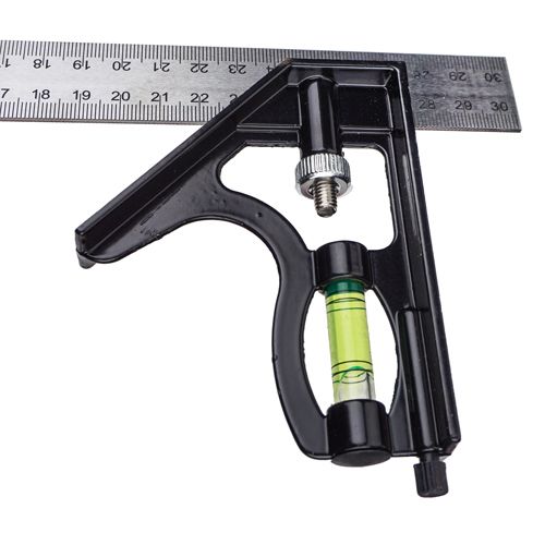 Угольник металлический 300 мм комбинированный с уровнем, 1/10/60