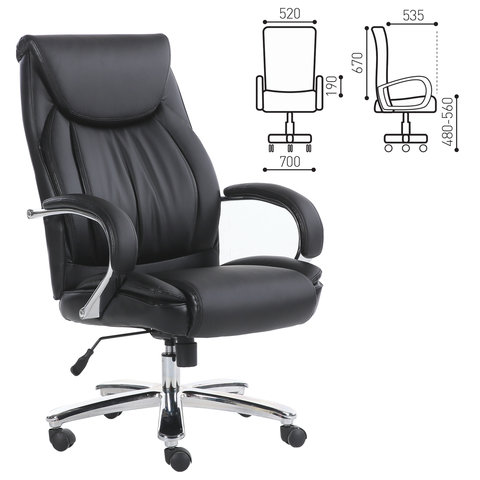 Кресло офисное BRABIX PREMIUM, Advance EX-575,  хром, экокожа, черное, 531825