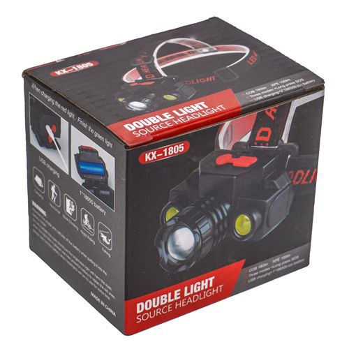 Фонарь налобный, Type-C, 800 мА·ч, 8×7,5 см. , цветная коробка с надписями на английском, 1/60/240