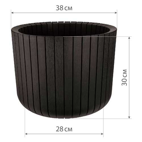 Горшок для цветов Шато d-380мм h-300мм 29л коричневый ротанг, 1/1