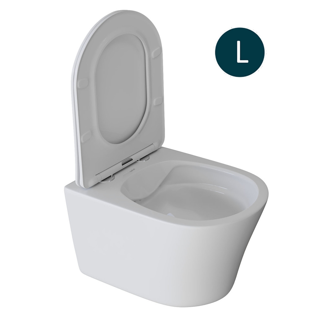 Унитаз подвесной безободковый WAVE TREND сид. дюропласт, м/л, быстр, БЕЛЫЙ глянец, L