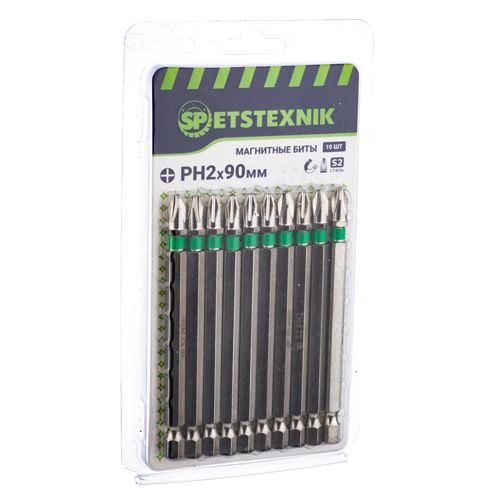 Биты SPETSTEXNIK PH2 90мм сталь S2 магнитный наконечник, цена за 10шт, 1/100