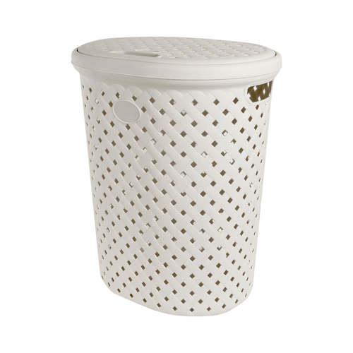 Корзина для белья 42л Plast Team Rattan 415х330х510 мм, молочный туман, 1/5
