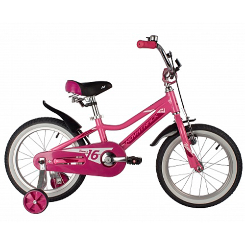 Велосипед NOVATRACK 16, NOVARA алюм., розовый, пер.руч., зад.нож. тормоз, короткие крылья, полная за