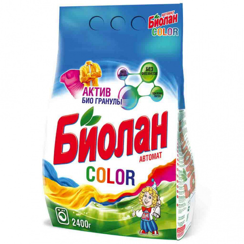 Порошок стиральный Биолан АВТОМАТ 2,4 кг Колор, 1/4