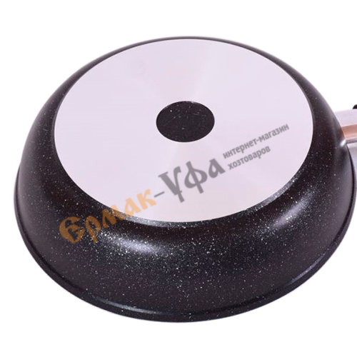 Сковорода 24 см, 60 мм со съемной ручкой, стеклянной крышкой, АП смт24604а KUKMARA, темный мрамор, 1/4