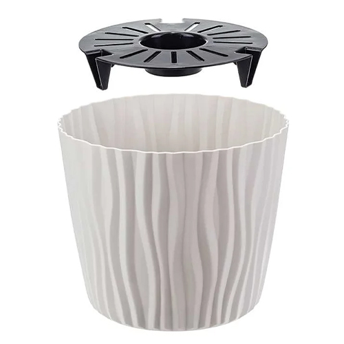 Горшок для цветов Волна d-200мм 4л с вкладышем, серый, 1/16