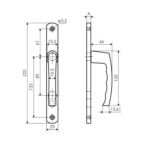 Ручка дверная комплект БУЛАТ РФ 85. 25. 01. 8017 УРАЛ-М корич. м/о 85 под пальчики для узкопр. , 1/30