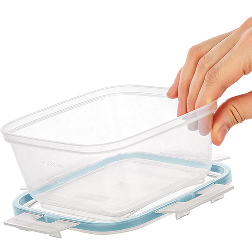 Контейнер для продуктов 1.3 л Homver 221103718/02, с защелками, герметичный, прямоугольный, бесцветный