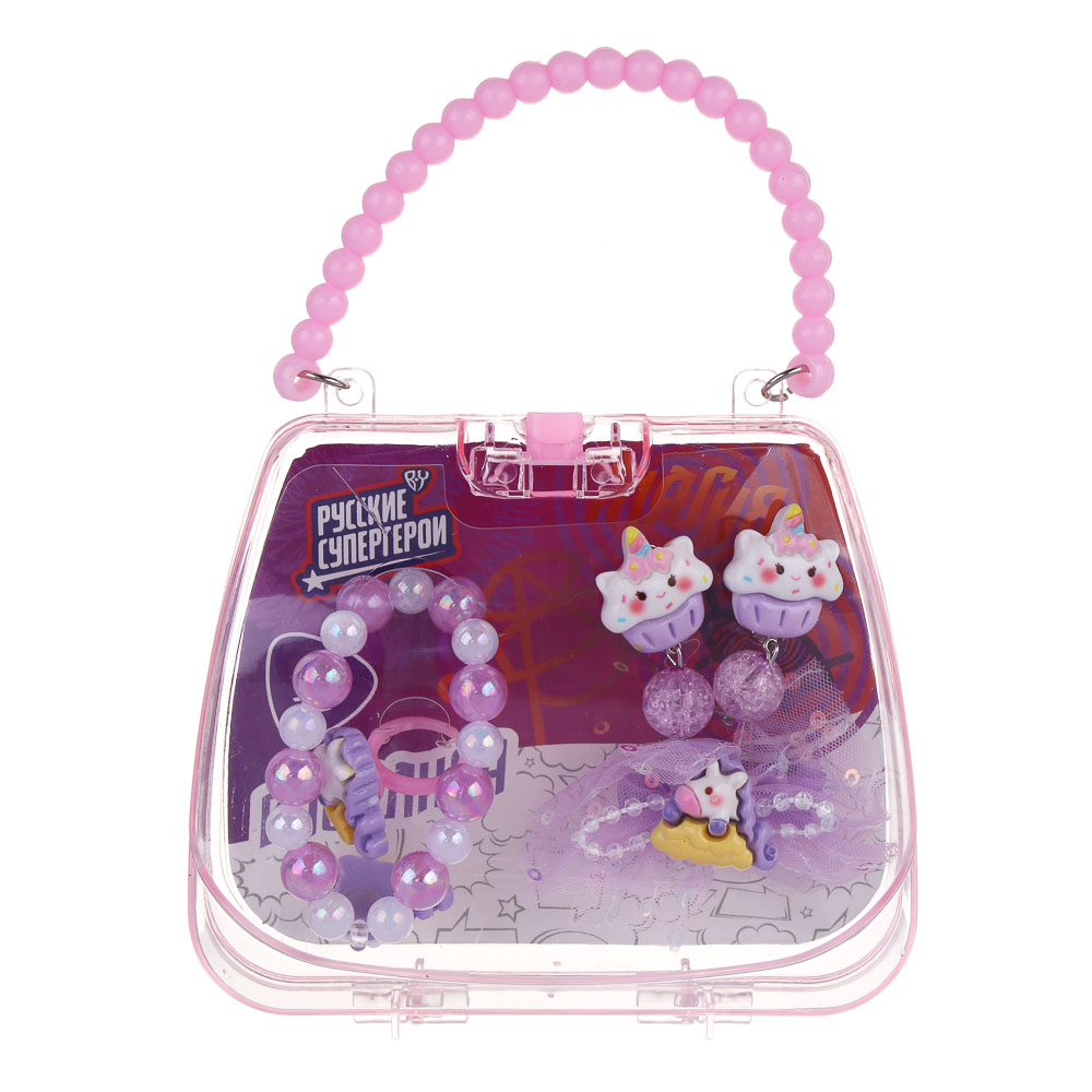 BY Русские супергерои Набор детской бижутерии: браслет, кольцо, клипсы, заколка, 3 дизайна