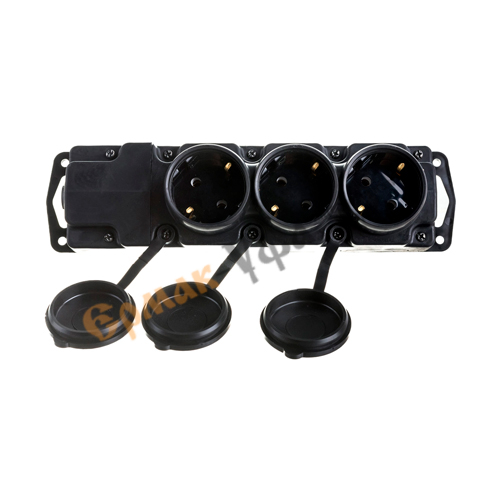 Розетка Р16-381, 3ОП колодка з/к IP44 каучук, 1/22