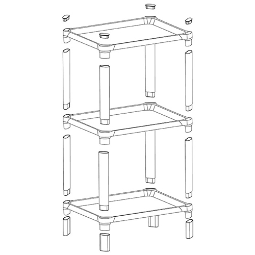 Стойка прямоугольная IDEA М 2744, малая, 3 секции, 340х280х527, белая