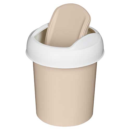 Контейнер для мусора 1 л Homver Palm 221301527/01, круглый, бежевый