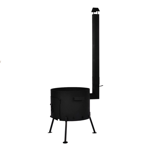 Учаг, печь-очаг, для казана 16,0л с дверцей и дымоходом 410мм сталь 2мм РОССИЯ, 1/1