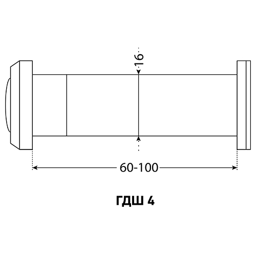 Глазок дверной АЛЛЮР ГДШ-4 БШт 60-100мм d=16мм хром, 1/20/200