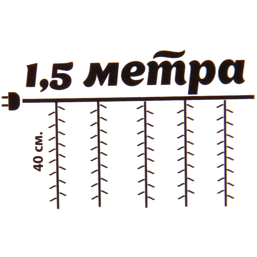 Гирлянда для дома БАХРОМА "Мерцание" ш1,5м* в40 см 48 ламп LED, прозрачн. провод, авторежим, IP-20, Теплый белый (белое мерцание)