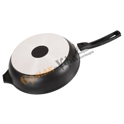 Сковорода 24 см, 60 мм со съемной ручкой, стеклянной крышкой, с247а KUKMARA, 1/4