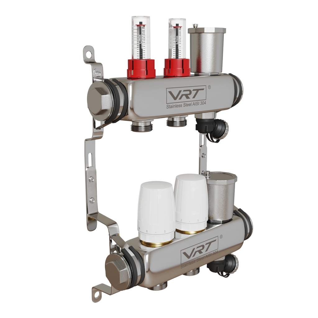 Коллекторная группа VRT® 1,  х 3/4, , евроконус 2 вых, авт в/отвод, c расходомерами