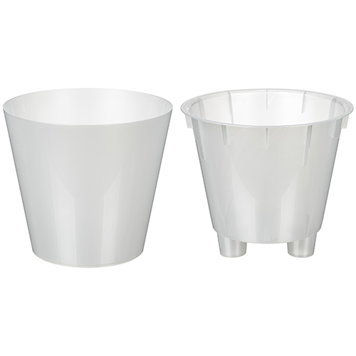 Горшок для орхидей 1.6 л Homver 221608129/02, 160 мм, с дренажной вставкой, белый перламутр