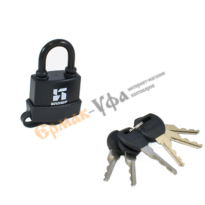 Замок навесной АЛЛЮР ВС1Ч-374П влагозащ. черный 6кл, d6,3, 1/6/72