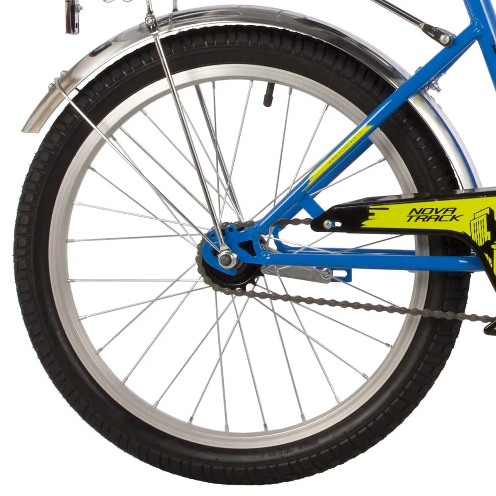 Велосипед NOVATRACK 20" URBAN синий, защ А-тип, тормоз нож, крылья и багаж хром, без доп колес