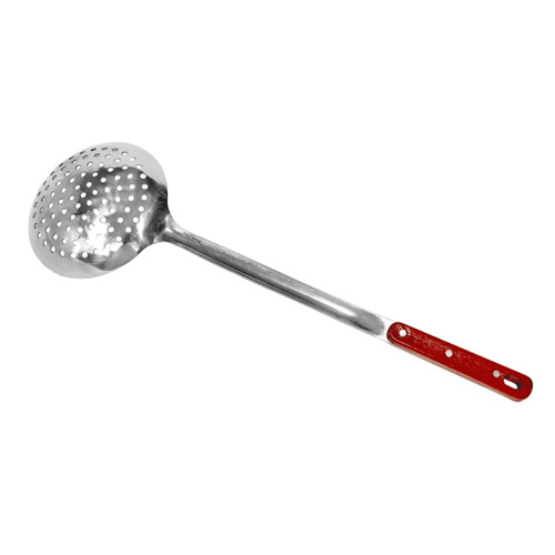 Шумовка 47см из нерж. стали глубокая с дырочками, деревянная ручка Узбекистан, 1/10/