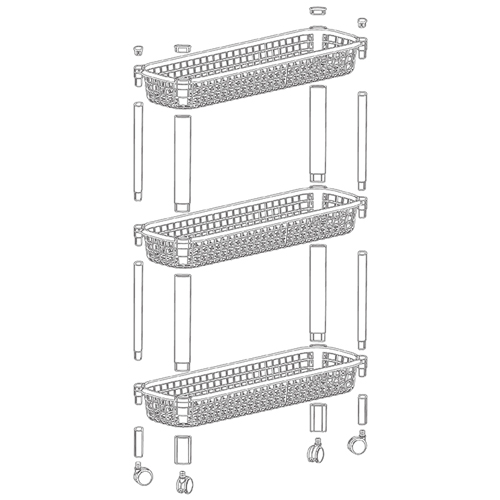 Полка узкая на колёсах IDEA М 2718, 3 секции, чайная роза