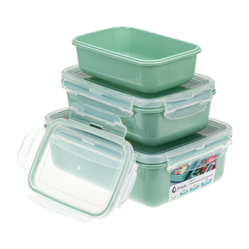 Контейнер для продуктов, 0,4л+0,8л+1,4л, ФРЕШ набор, фисташковый, 1/16
