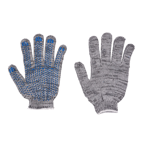 Перчатки х/б серые 10 кл, 4-нит с ПВХ эконом, 10/300