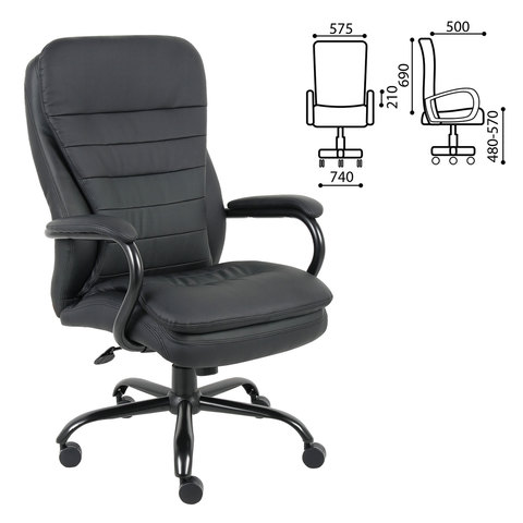 Кресло офисное BRABIX PREMIUM, Heavy Duty HD-001,  усиленное, НАГРУЗКА до 200 кг, экокожа, 531015
