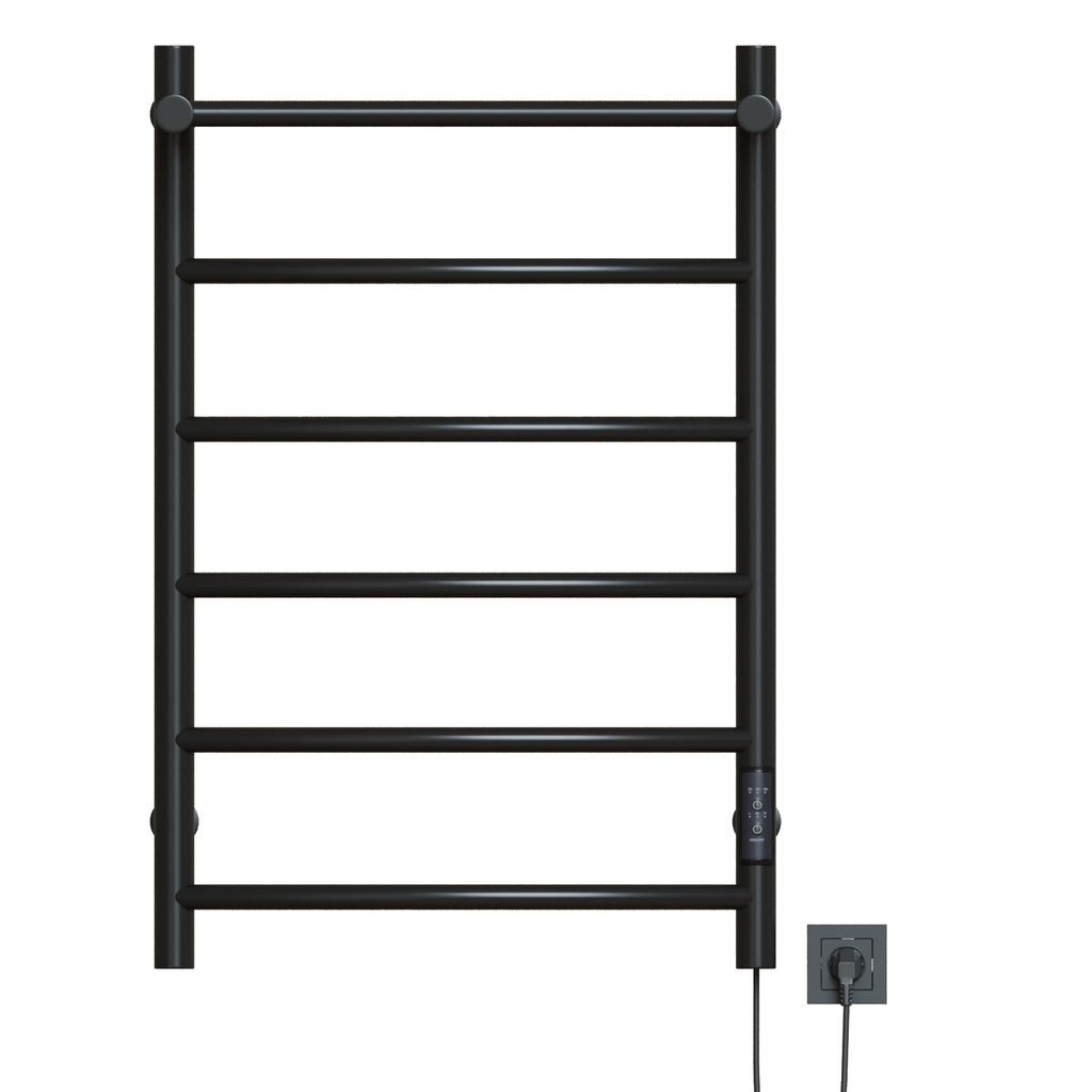 Полотенцесушитель MIXLINE CAPELLA 80х50, таймер, 336Вт, 5 перекладин + ПОЛКА электрический ЧЕРНЫЙ