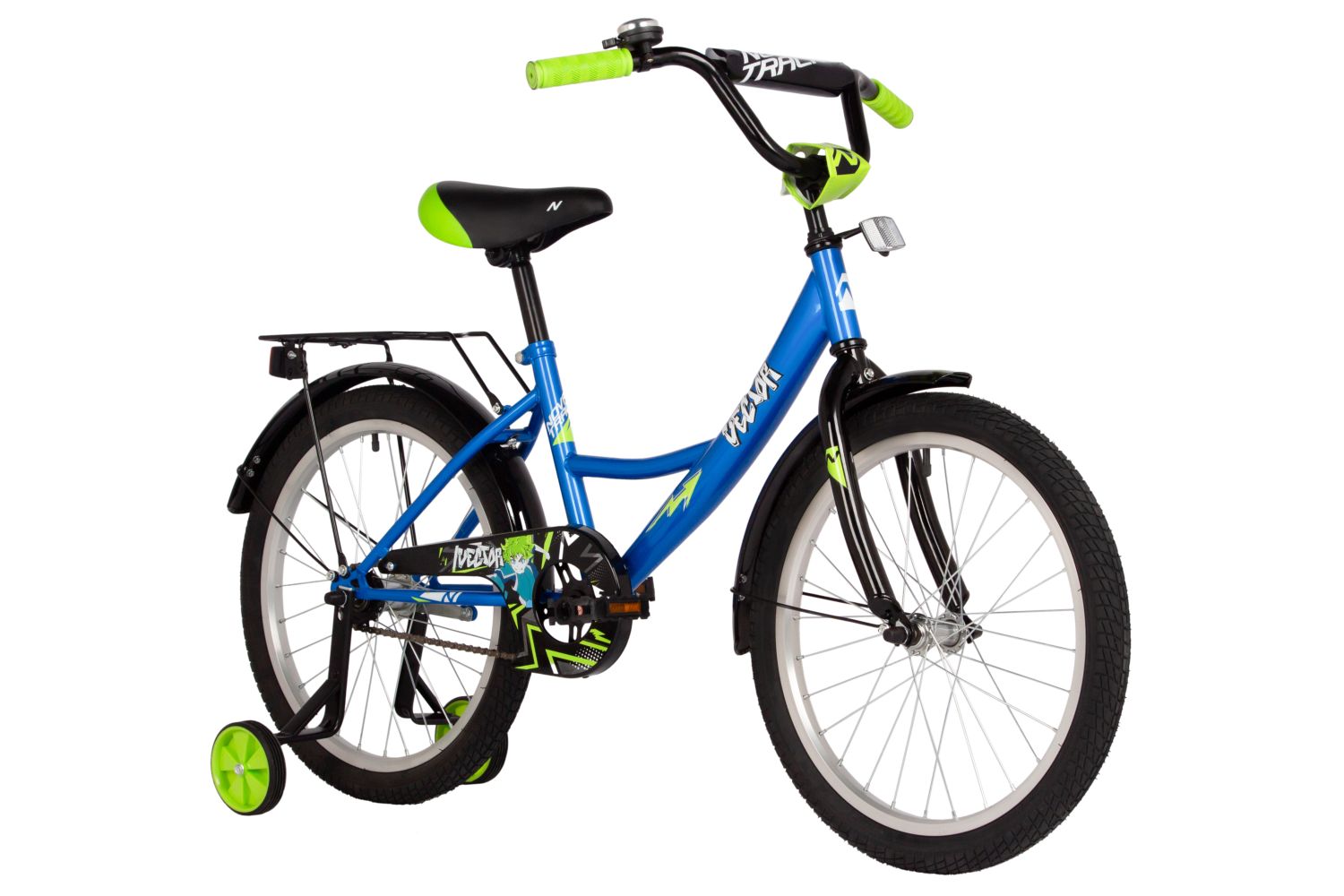 Велосипед NOVATRACK 20" VECTOR синий, тормоз нож, крылья, багажник, защита цепи