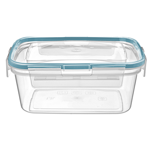 Контейнер для продуктов 1.3 л Homver 221103718/02, с защелками, герметичный, прямоугольный, бесцветный