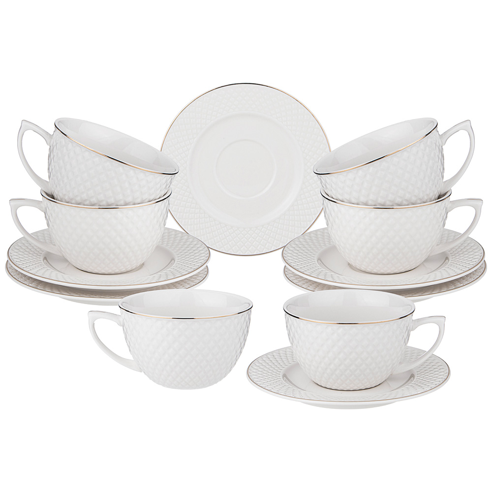 ЧАЙНЫЙ НАБОР LEFARD, ДИАМАНД ГОЛД, НА 6 ПЕР. 12ПР. 220 МЛ, КОР=8НАБ.