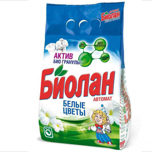 Порошок стиральный Биолан АВТОМАТ 2,4 кг Белые цветы, 1/4