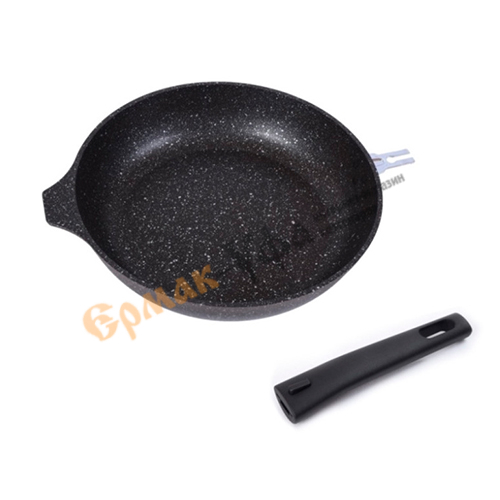 Сковорода 24 см, 60 мм со съемной ручкой, стеклянной крышкой, АП смт24604а KUKMARA, темный мрамор, 1/4