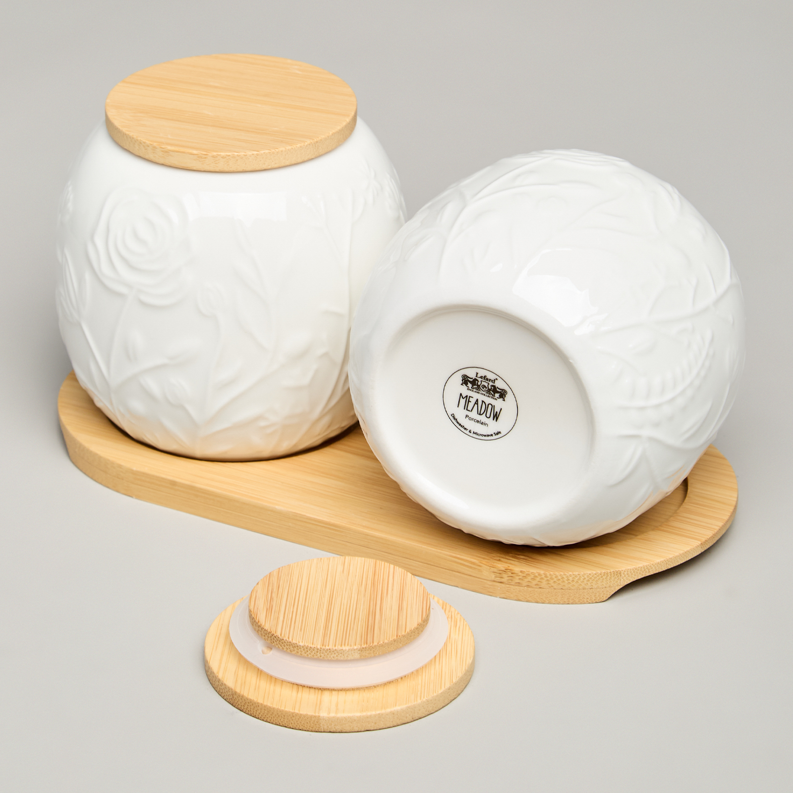 НАБОР БАНОК LEFARD, MEADOW, С ДЕР.КРЫШКОЙ НА ДЕР. ПОДСТАВКЕ 2 ШТ. 19, 5*9, 5 СМ 400 МЛ