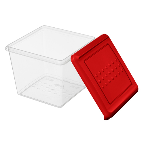 Контейнер для продуктов 1 л Homver Asti 221100406/04, квадратный, красный