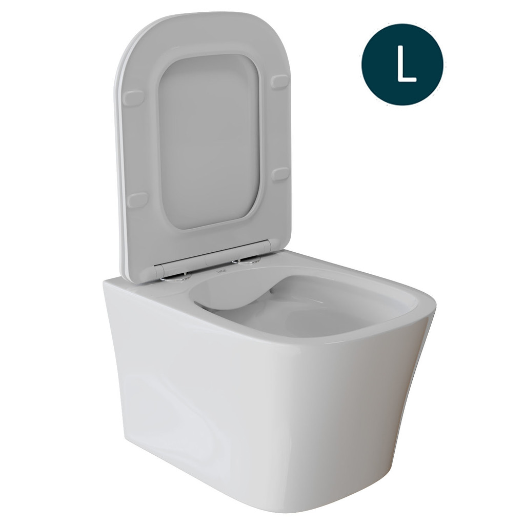 Унитаз подвесной безободковый WAVE PROMO сид. дюропласт, м/л, быстр, БЕЛЫЙ глянец, L