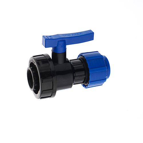 ПНД Кран шар компрессионный ВР разъемный d 25 х 3/4 Политэк, 6/36