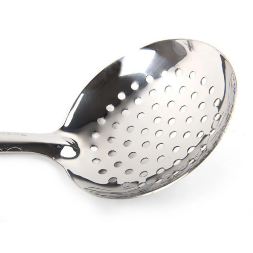 Шумовка 47см из нерж. стали глубокая с дырочками, деревянная ручка Узбекистан, 1/10/