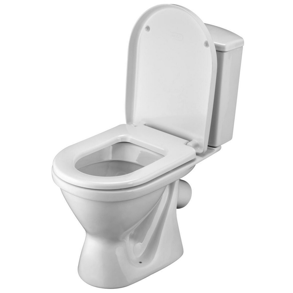 Унитаз-компакт, Алькор 2РА а/вспл дюропласт,  кос.вып, нижн.подв. 2-кн.арм Уклад, сид., Santek