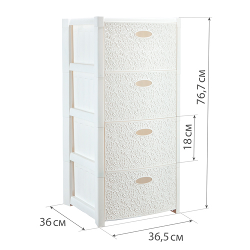 Комод IDEA СТИЛЬ КРУЖЕВО М 2738, 4 секции, белый