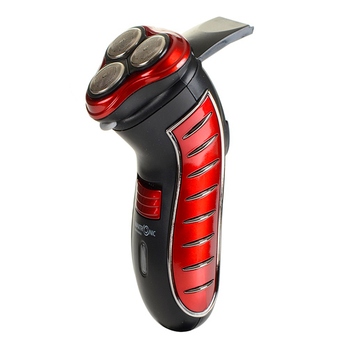 Бритва MAXTRONIC MAX-SH3400A, 3 ножа, триммер, красно-черный