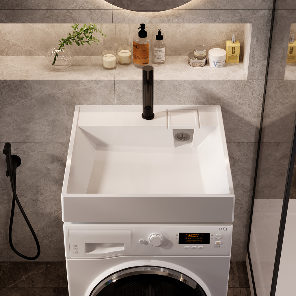 Раковина над стиральной машиной, ЛЕРОН, 60*60 ш*г, с кронштейнами, MIXLINE